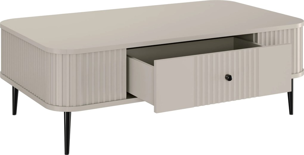Kávový stolík Vesper 103x60 cm so zásuvkou - kasmír / čierne nohy