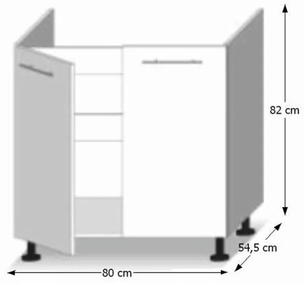 Dolná kuchynská skrinka pod drez Lilouse D 80 zl. Vlastná spoľahlivá doprava až k Vám domov. 788633