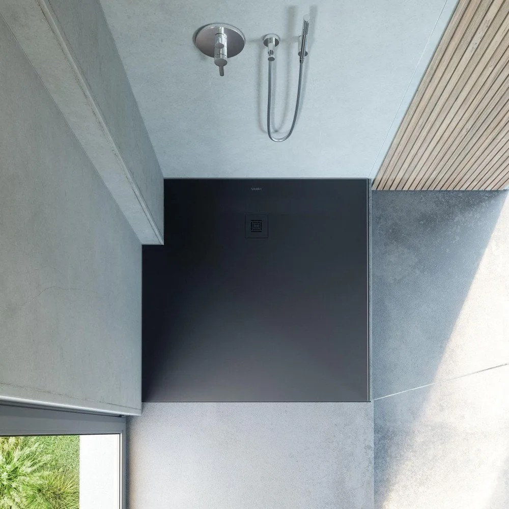 DURAVIT Sustano štvorcová sprchová vanička z materiálu DuraSolid, Antislip, 800 x 800 x 30 mm, tmavo šedá matná, 720269650000000
