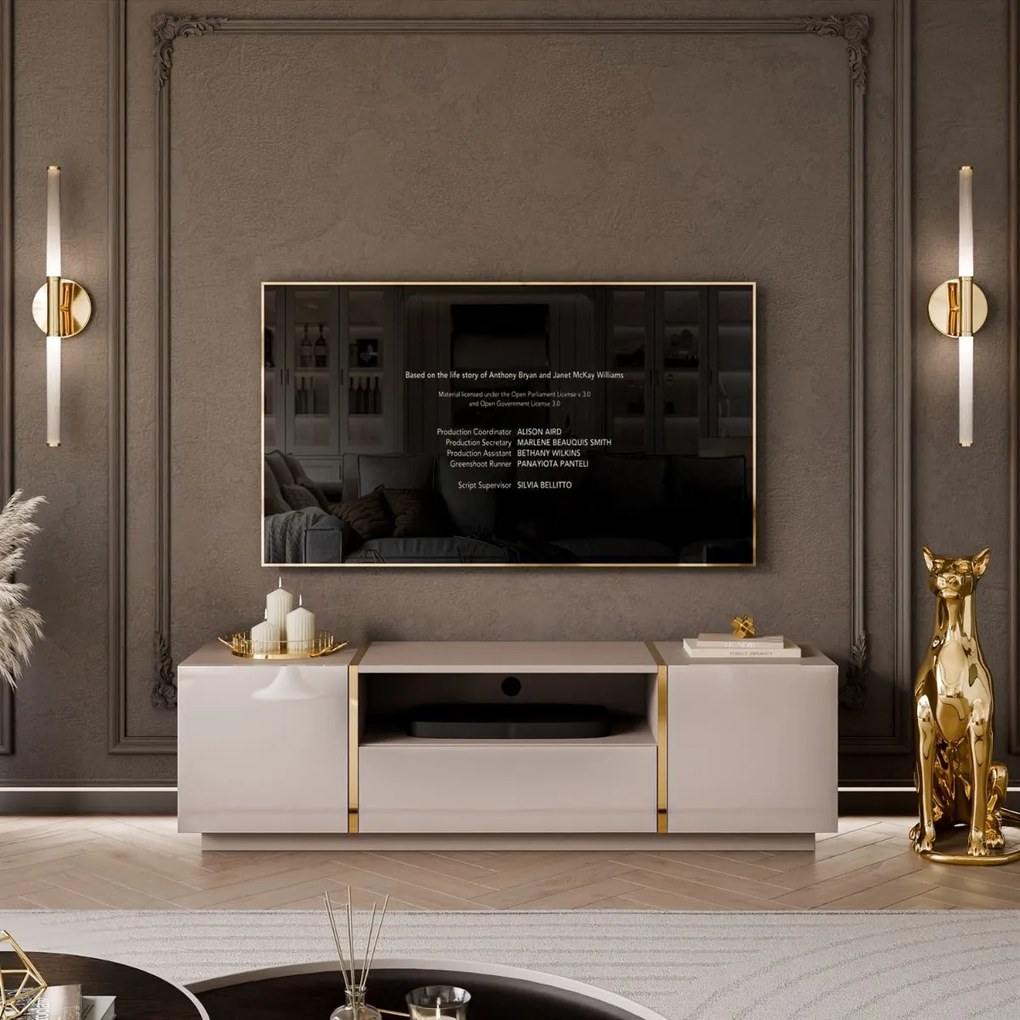 TV STOLÍK SANTINO KAŠMÍR LESK / ZLATÝ 158 cm