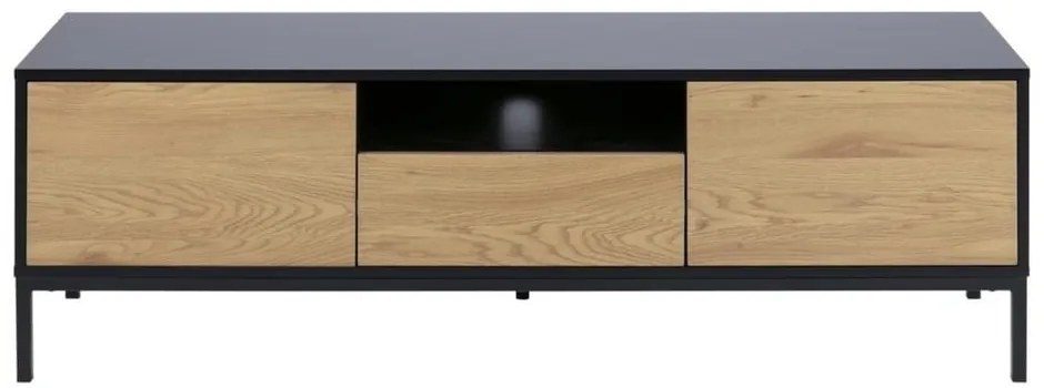 TV stolík v dekore duba v čierno-prírodnej farbe 140x45 cm Seaford – Actona