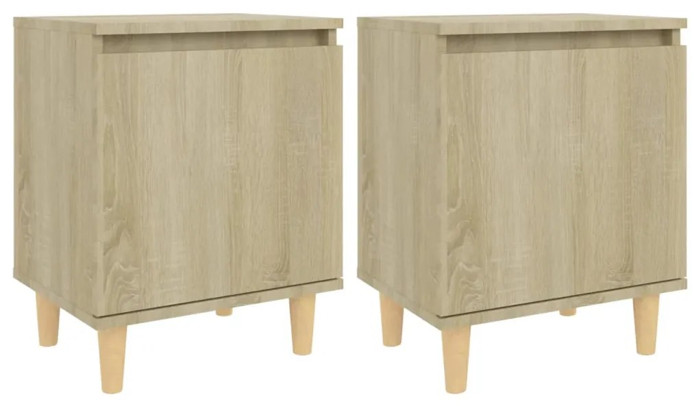 vidaXL Nočné stolíky s drevenými nožičkami 2 ks dub sonoma 40x30x50 cm