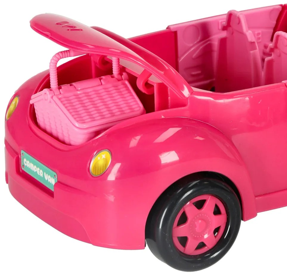 KIK Bábika auto kabriolet ružová 4 el.