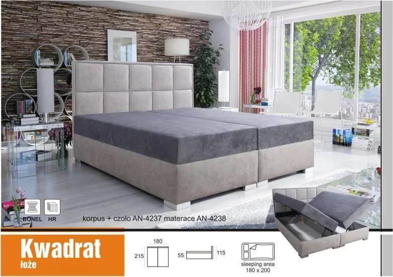 Čalúnená posteľ Kvadrat I, 200x180, tm. sivá/sivá(an 4237/4238)