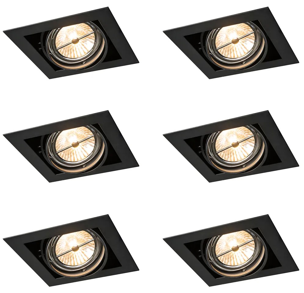 Sada 6 zapustených bodových svetiel čierna AR111 nastaviteľná - Oneon