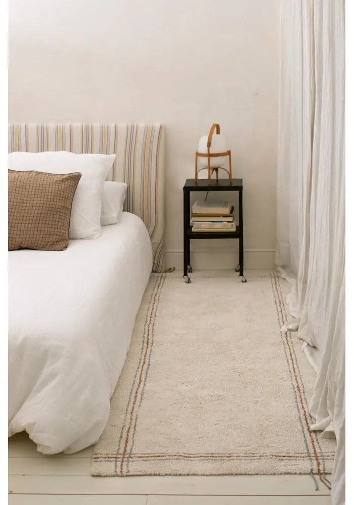 Krémový prateľný ručne tkaný bavlnený behúň 80x230 cm Cuisine Natural – Lorena Canals