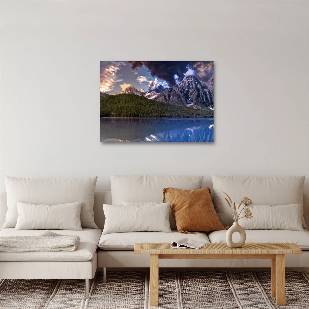 Obraz jazera a hôr (70x50 cm)