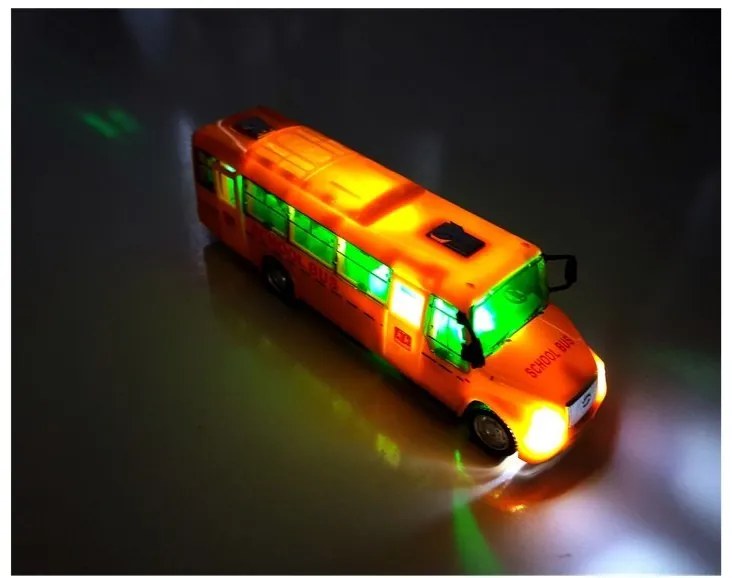 LEAN TOYS Školský autobus so zadným pohonom, svetlami a zvukmi - žltý