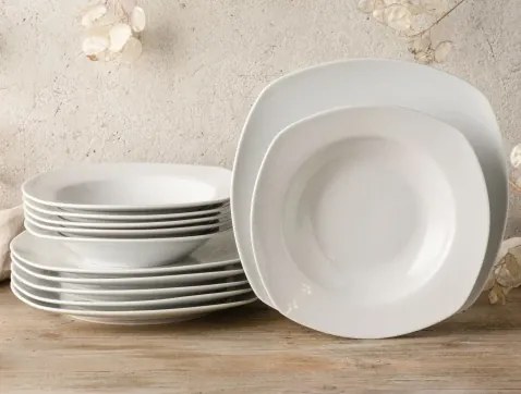 Jedálenský servis (12 dielov) Amelie, biely%