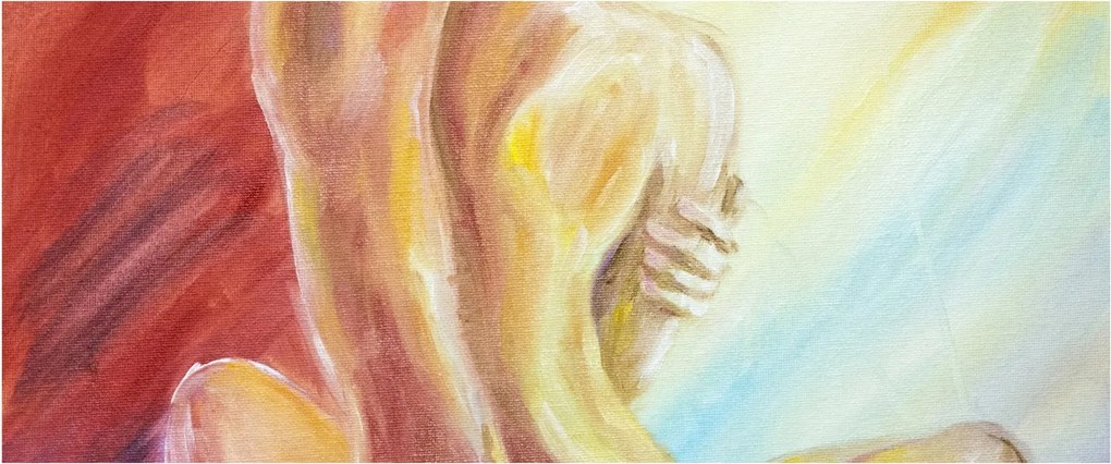 Obraz odpočívajúce ženy, olejomaľba (120x50 cm)
