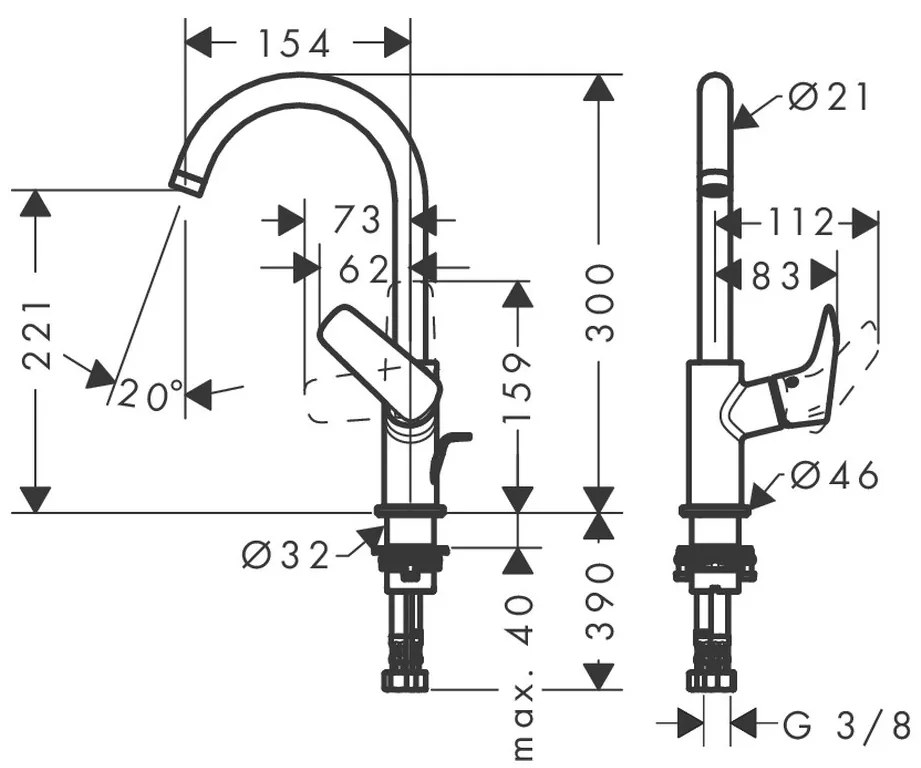 Hansgrohe Logis, umývadlová batéria s výpustom, chrómová, 71130000