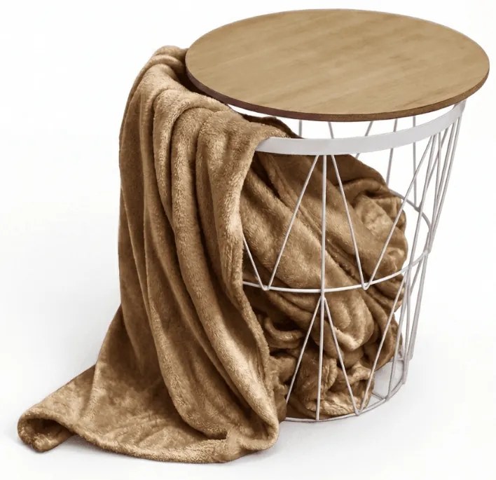 Hnedá mikroplyšová deka CALMI 150x200 cm