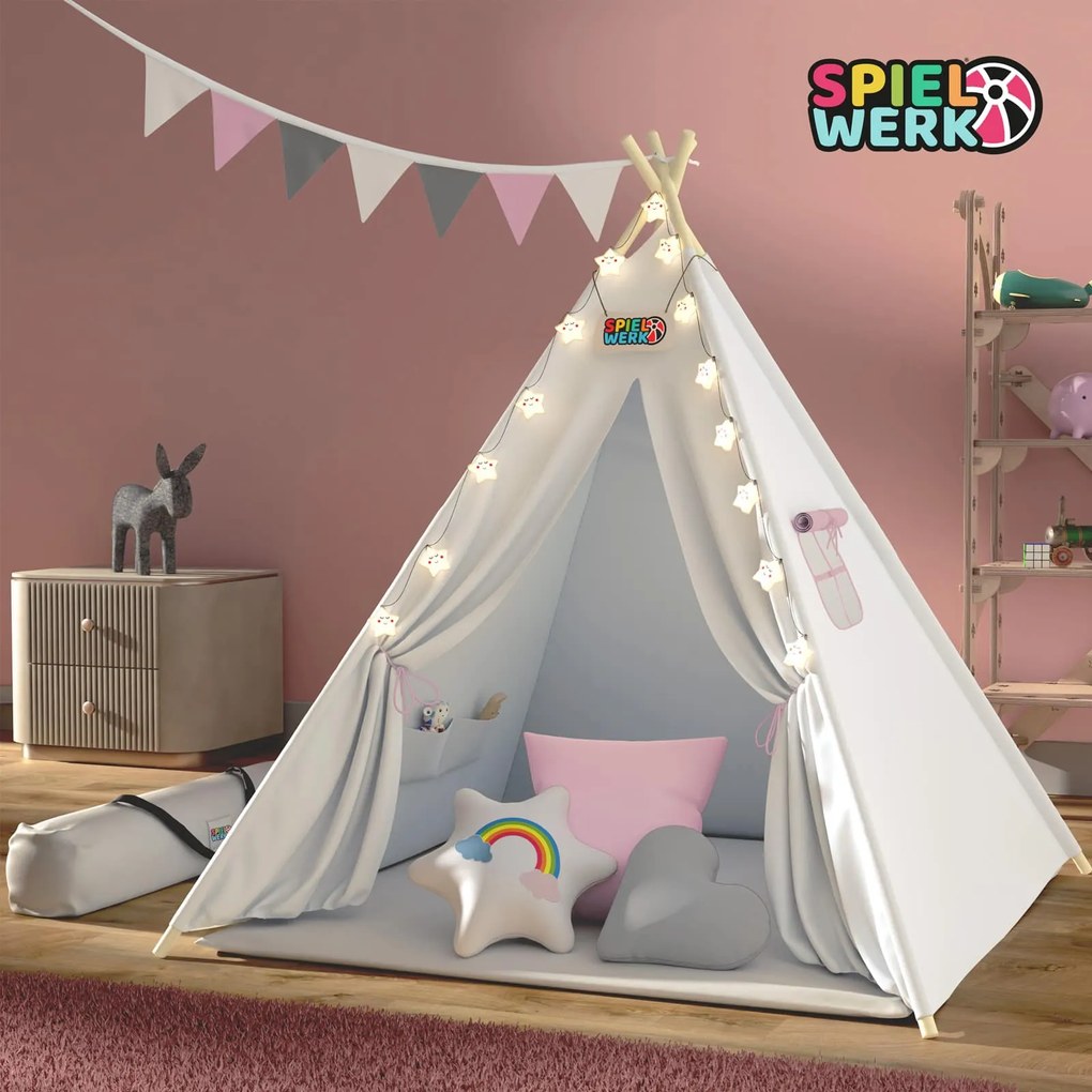 Detský stan Teepee béžovo-ružový 160x120x120cm