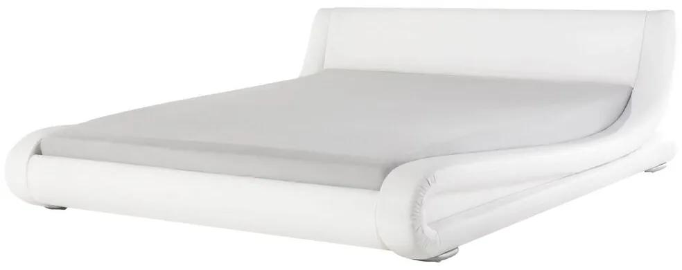 Kožená vodná posteľ 180 x 200 cm biela AVIGNON Beliani