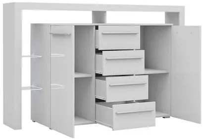 Komoda Ravido II Plus, Farby: biela / čierny lesk