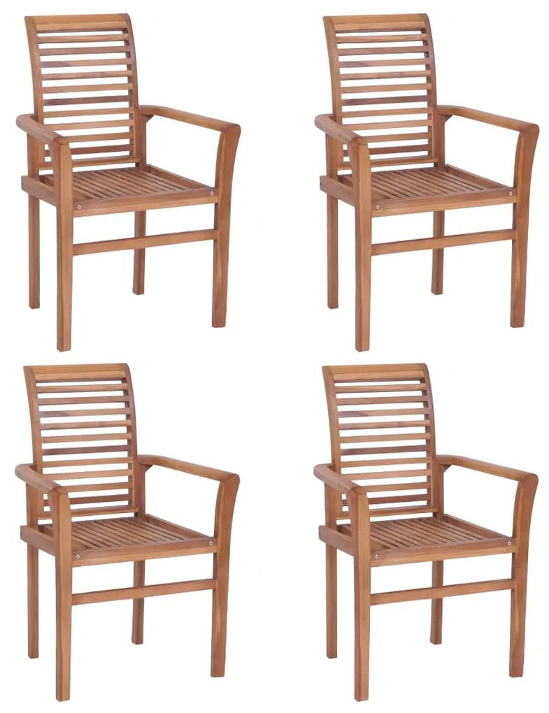 vidaXL Stohovateľné jedálenské stoličky 4 ks masívne teakové drevo