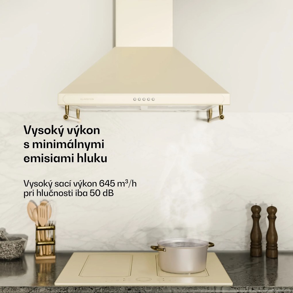 Klarstein Victoria, digestor, 60 cm, nástenný, 630 m³/h, LED, retro dizajn, čierny