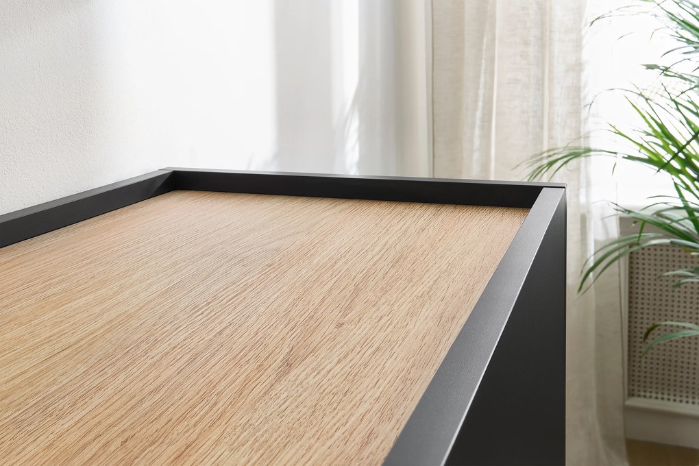 Čierna matná komoda Desin 120 cm s dvoma dverami - dub nagano