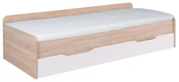Jednolôžková posteľ 90 cm Telvera 1 (dub sonoma + biela) (s roštom a matracom) (s úl. priestorom). Akcia -21%. Vlastná spoľahlivá doprava až k Vám domov. 1123993