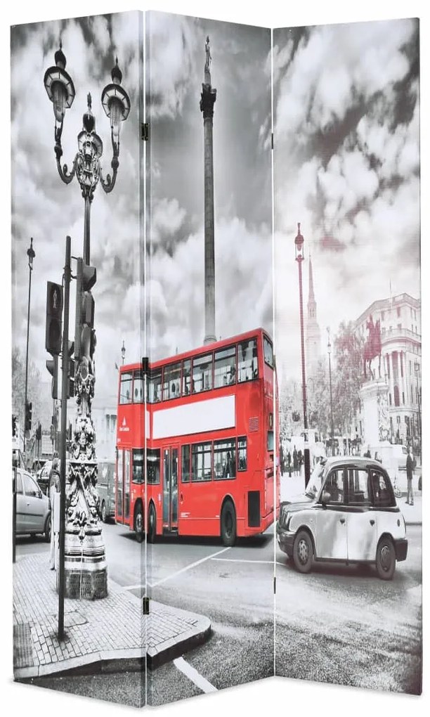 vidaXL Skladací paraván, 120x170 cm, potlač Londýna, čierno-biely