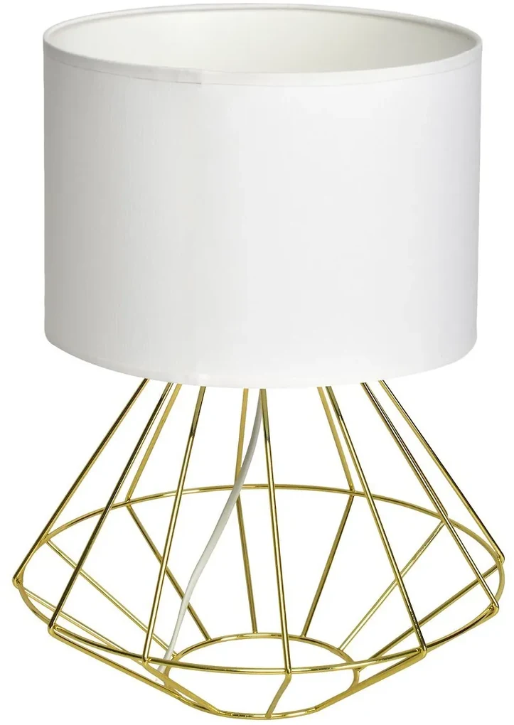 Stolná lampa Lupo, 1x biele textilné tienidlo, g