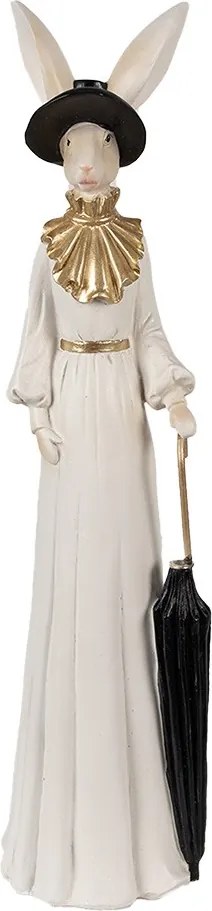 Dekorácia králičia slečna v šatách a klobúku - 9*7*37 cm