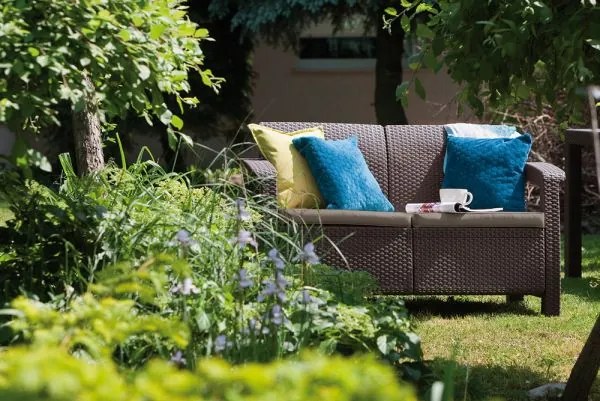 InternetovaZahrada - Záhradná lavica MODERN LOVE SEAT - hnedá