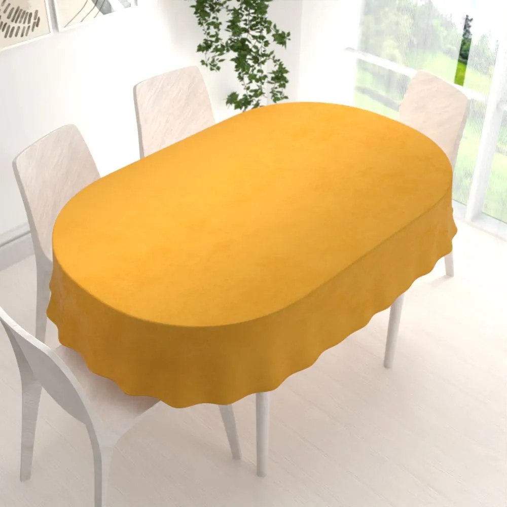 Biante Veľký zamatový oválny obrus Velvet Premium SVP-037 Zlatisto oranžový 160x200 cm