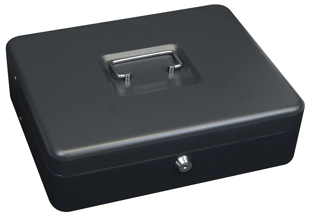 Oceľová pokladnička na koruny TS.015.CZK.FIX čierna, 9,5 x 31 x 25,5 cm