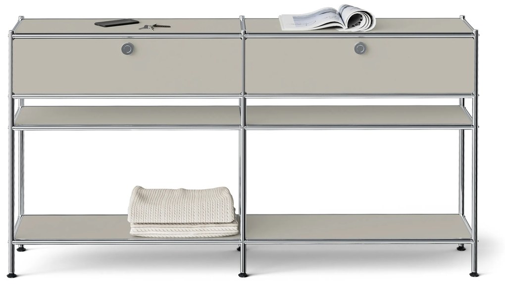 Kovová konzola »CN3 Slim Line« s 2 zásuvkami, svetlosivá