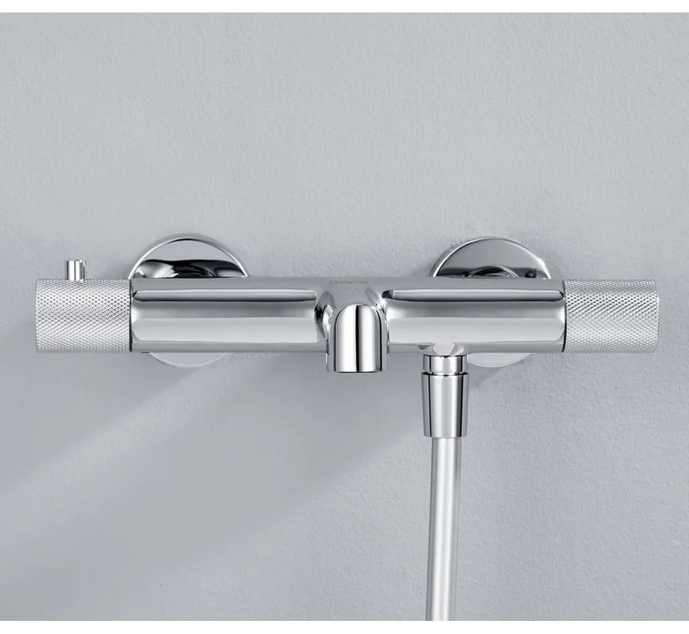 Nástenná vaňová batéria v lesklej striebornej farbe (2 výstupy) Solaris – Sapho