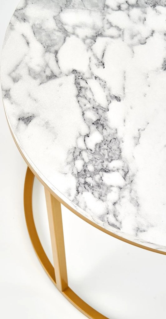 Konferenčný stolík PAULA - mramor/zlatý