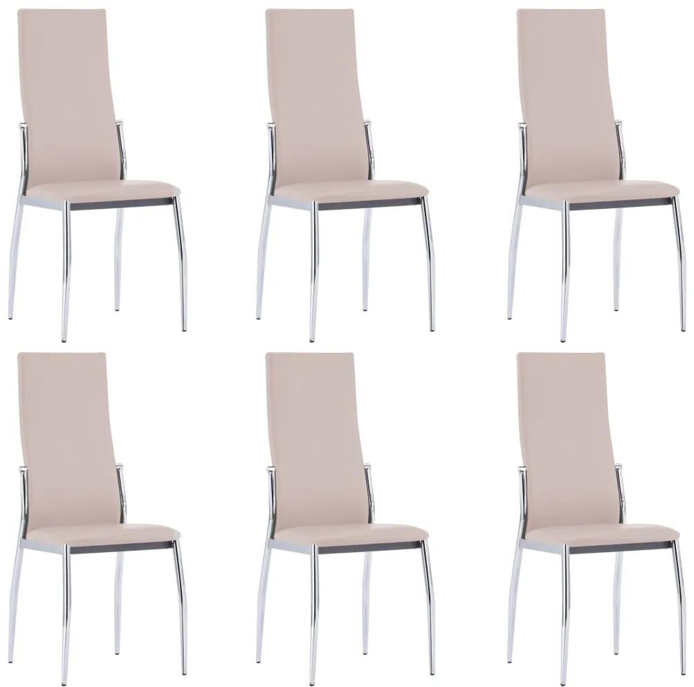 Jedálenské stoličky 6 ks, kapučínová farba, umelá koža