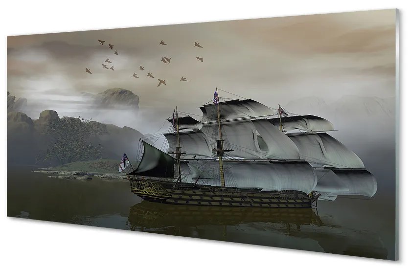 Obraz plexi Morské loď hory 100x50 cm