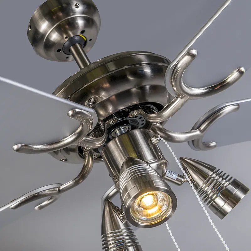 Stropný ventilátor oceľový 110 cm 3-svetelný s ťahacím káblom - Mistral