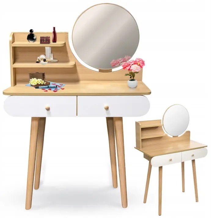 Dekorstudio Toaletný stolík SCANDI biely+ svetlý buk