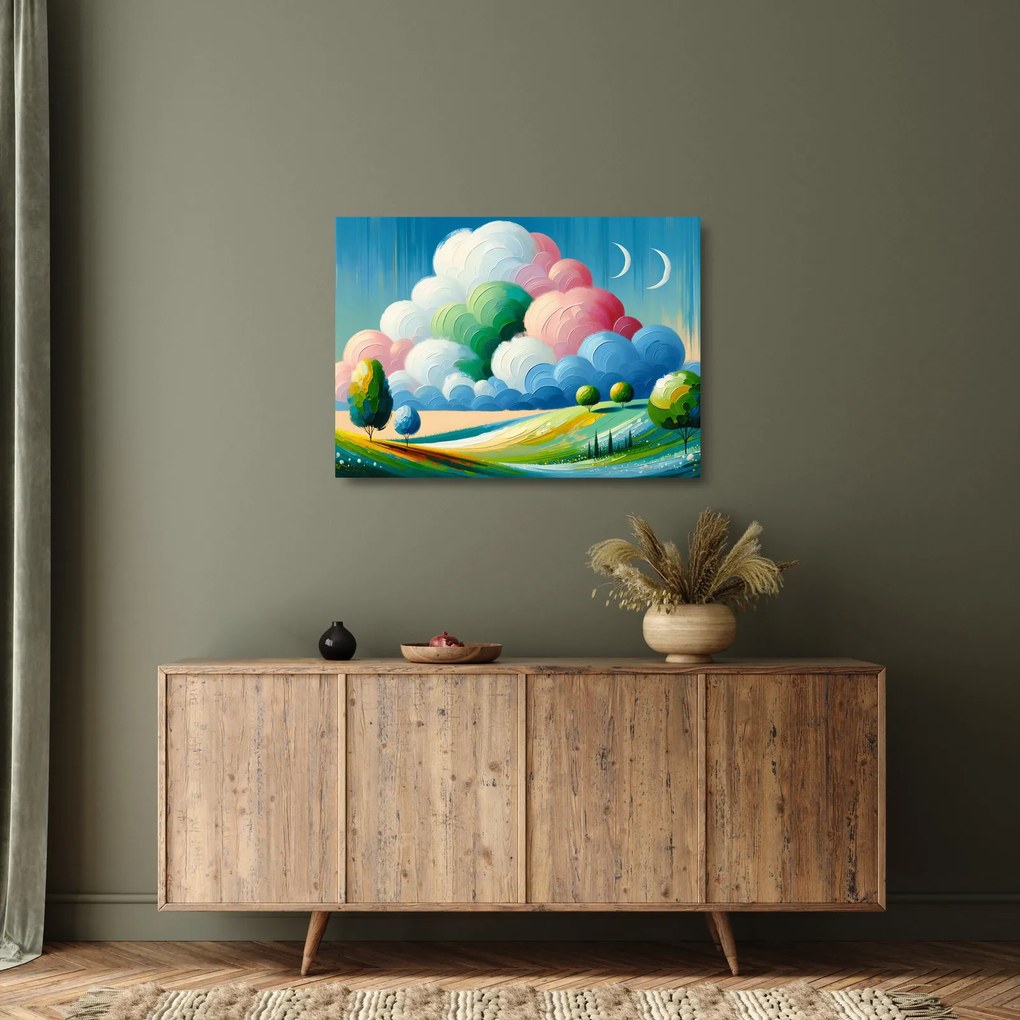 Sklenený obraz - Krajinka s mrakom (70x50 cm)