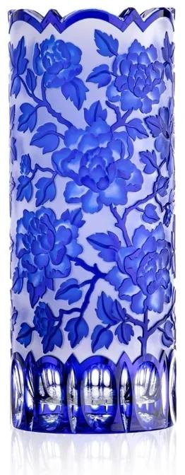 Bohemia Crystal Ručne brúsená váza Wild Rose Modrá 300mm