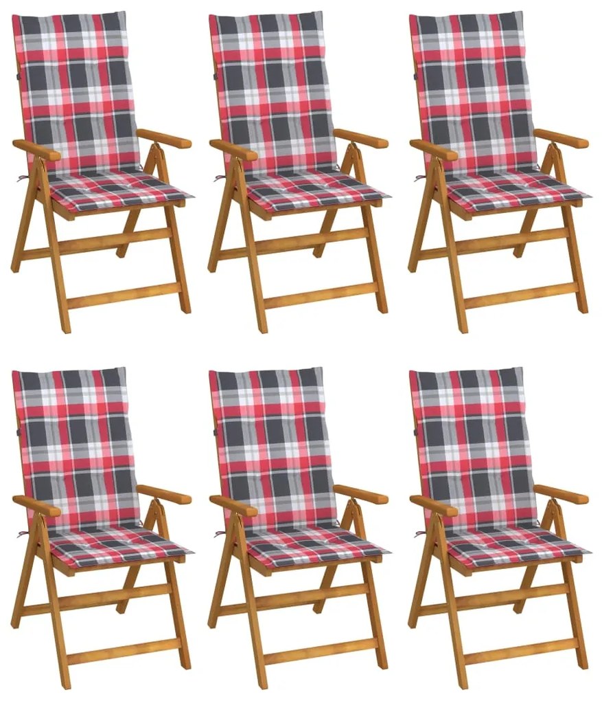 Skladacie záhradné stoličky s podložkami 6 ks akáciový masív 3064132