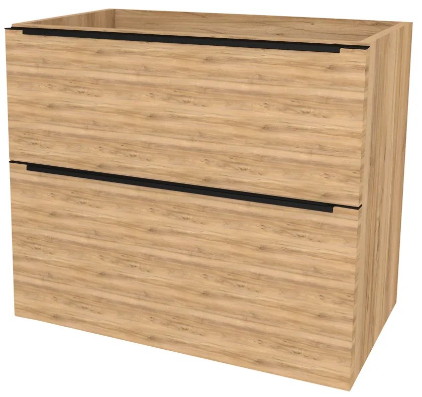 Mereo, Mereo Mailo, kúpeľňová skrinka 61 cm, čierne madlo, Multidecor, Orech Pacifik prírodný, MER-CN590SBOPP2