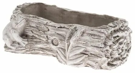 Betónový kvetináč Žabka z kmeňa, 27 x 8,5 x 15,5cm