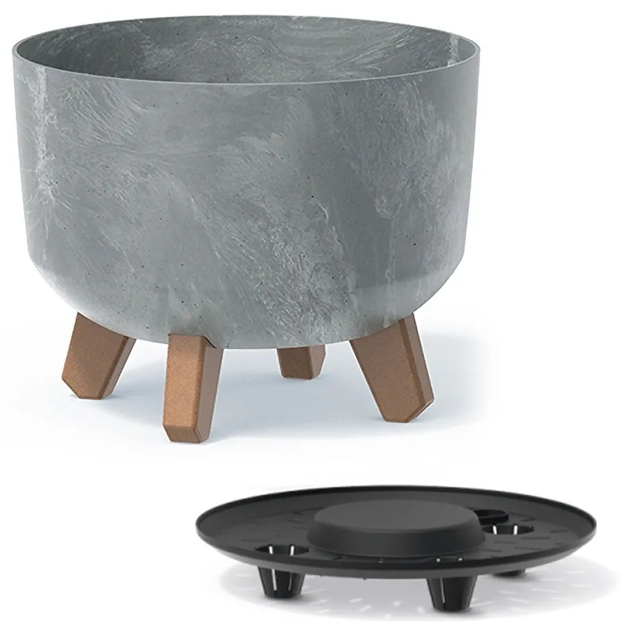 Plastový kvetináč na nožičkách DGRL240E 23,8 cm - sivý betón
