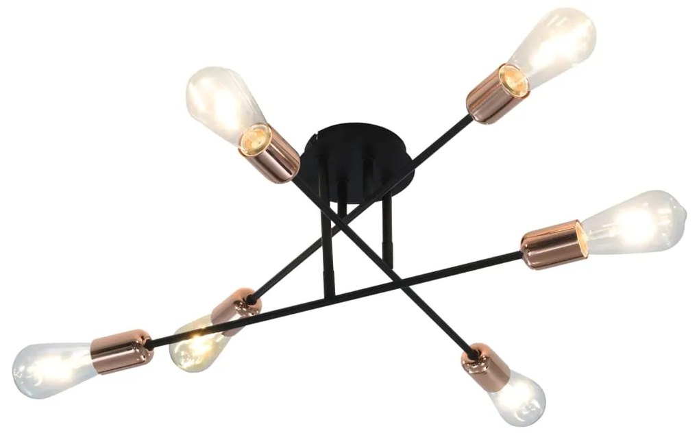 vidaXL Stropné svietidlo s vláknovými žiarovkami 2 W čierne a medené E27