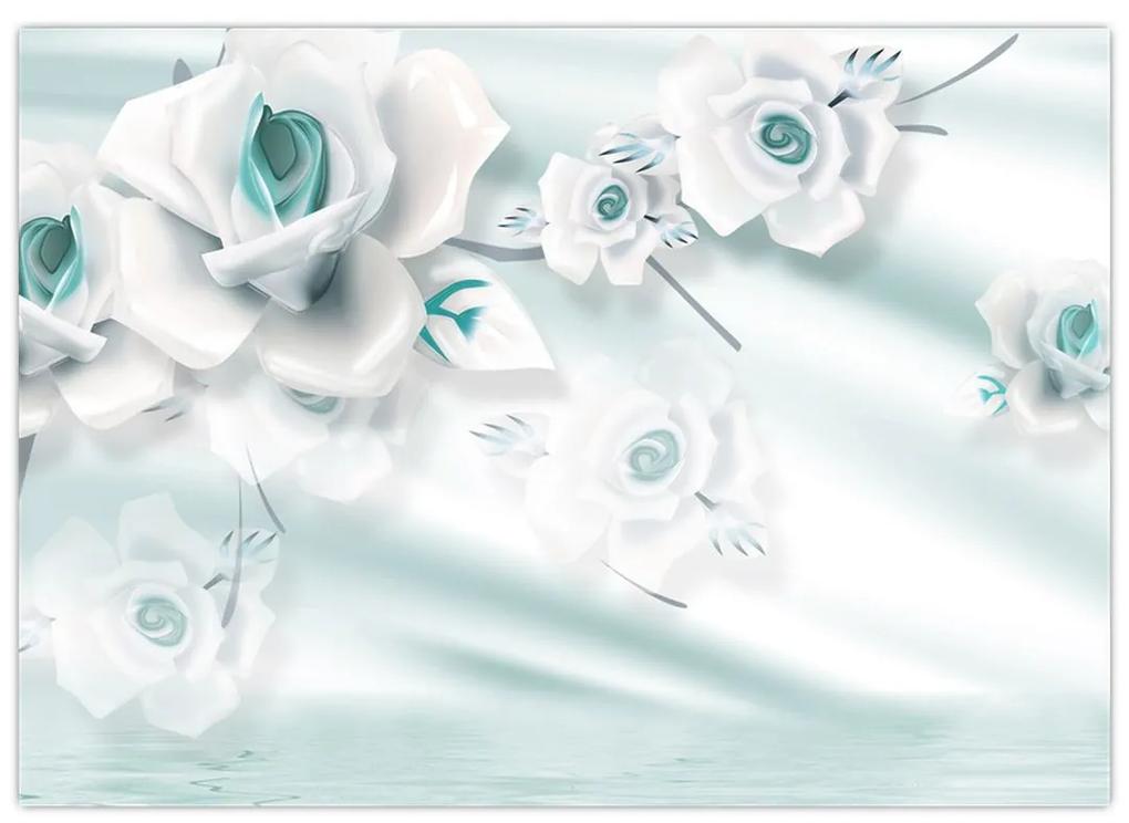 Obraz - Tyrkysové kvety ruží (70x50 cm)