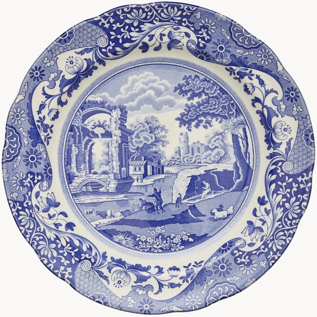 Plytké taniere Blue Italian, 4 ks