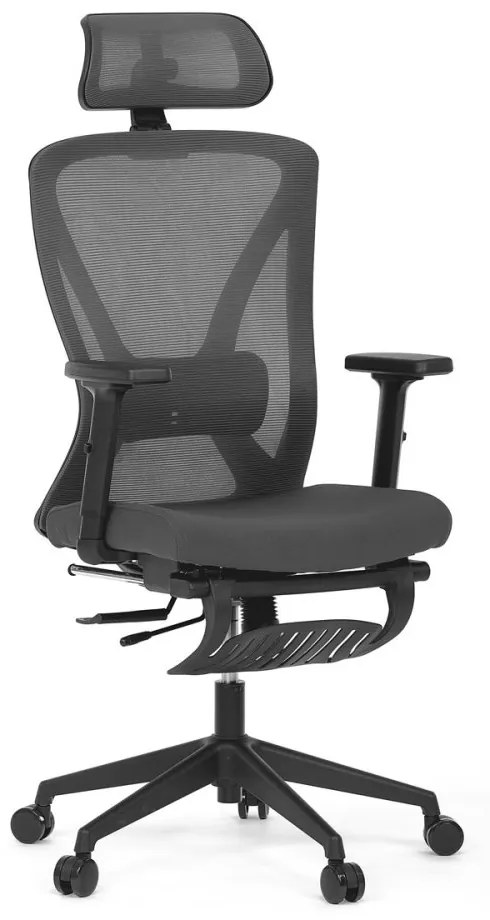 Ergonomická kancelárska stolička ZANE s podnožkou — sieťovina/látka, sivá