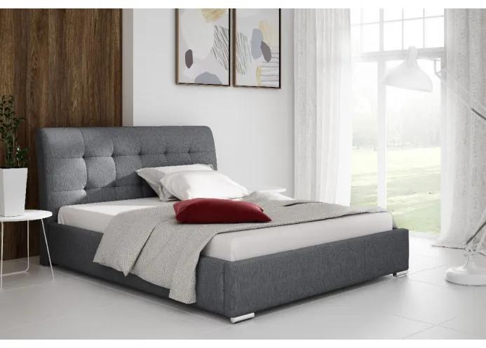 Moderní čalouněná postel Evelyn s úložným prostorem šedomodrá 180 x 200