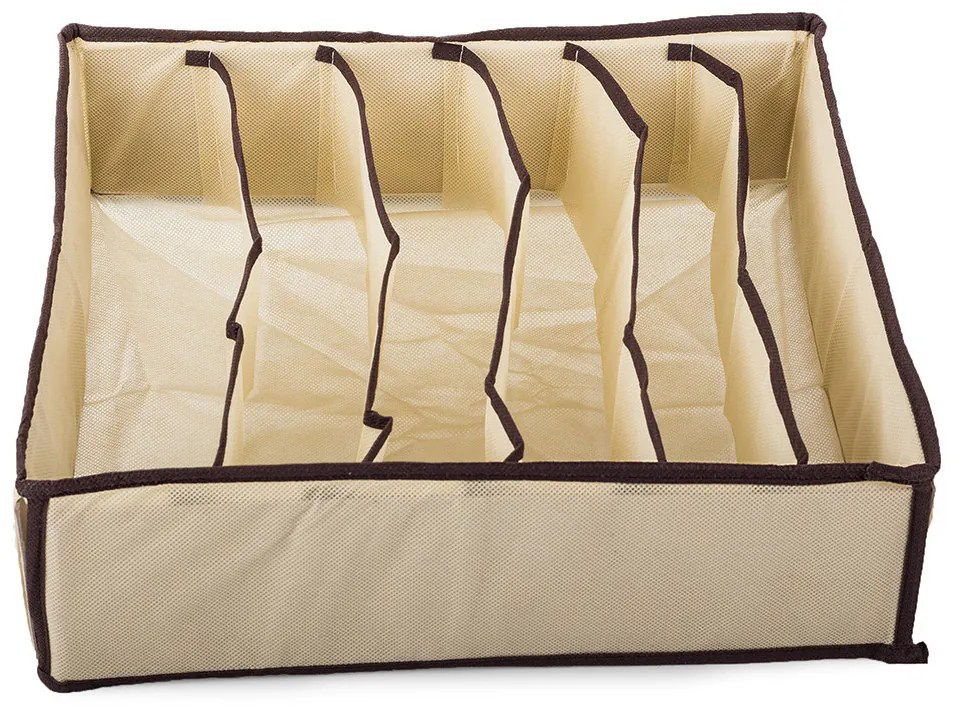 VERK GROUP Organizér na spodnú bielizeň, podprsenky, čiapky, KIPIT, 6 priehradiek, béžový 34 x 30 x 10 cm