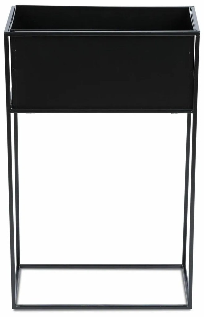 KOVOVÝ KVETINÁČ SO STOJANOM RECT 70X24X44 CM ČIERNA