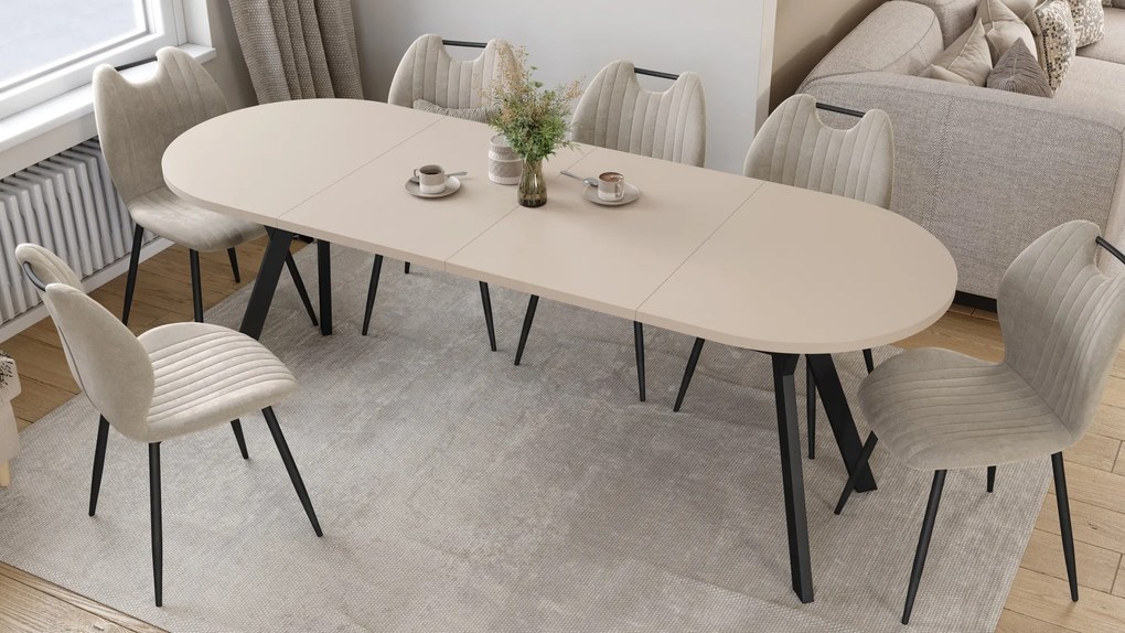 Mazzoni ALMO Kašmír / čierne nohy - OVÁLNY ROZKLADACÍ STÔL 120-220 cm PRE 10-12 OSÔB
